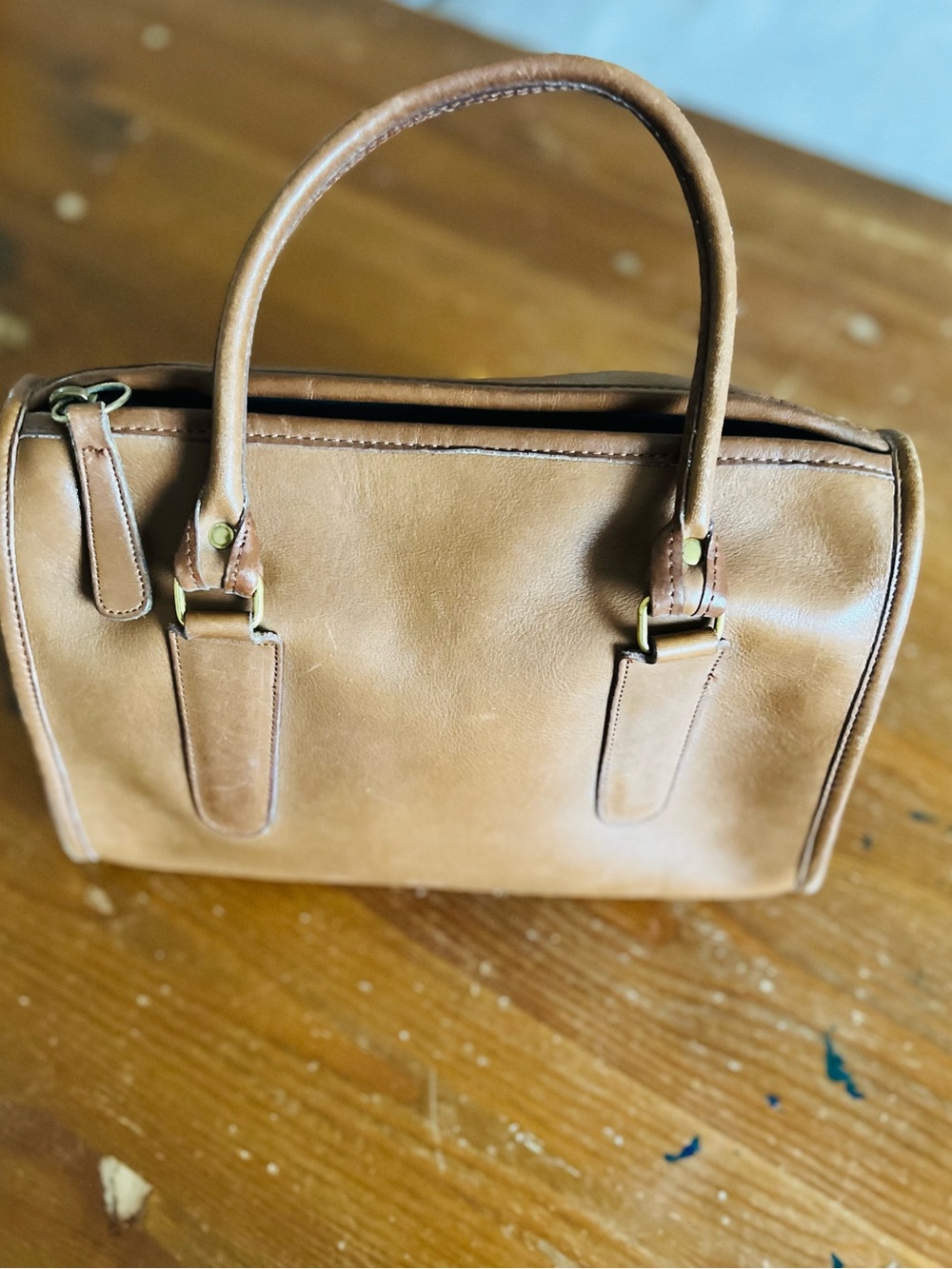 Vintage 1994 Coach Tan Leather Tote with Brass Accents - Picture 3 of 4